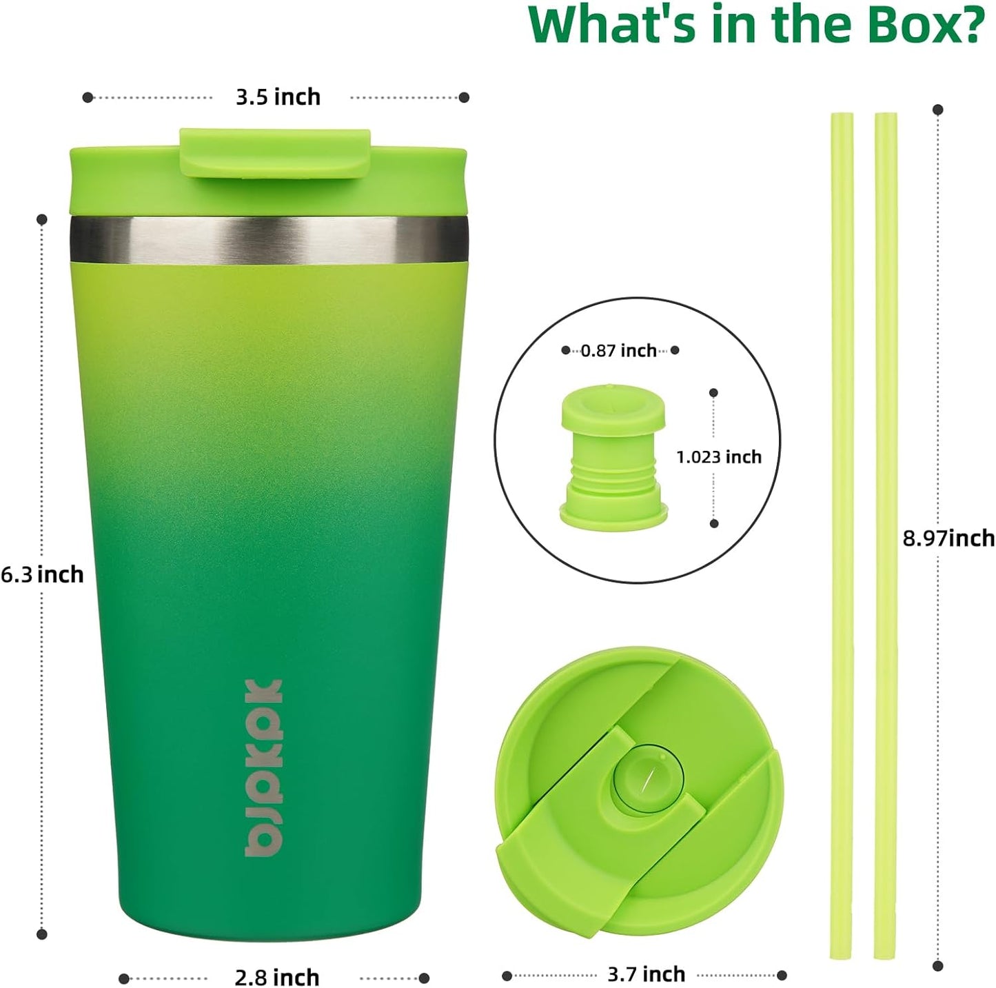 BJPKPK 22oz Insulated Tumbler With lid And Straw Stainless Steel Tumblers Travel Coffee Mug Reusable Thermal Cup,Sky