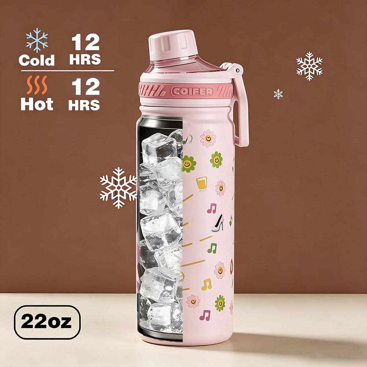22 oz Insulated Water Bottle with Handle