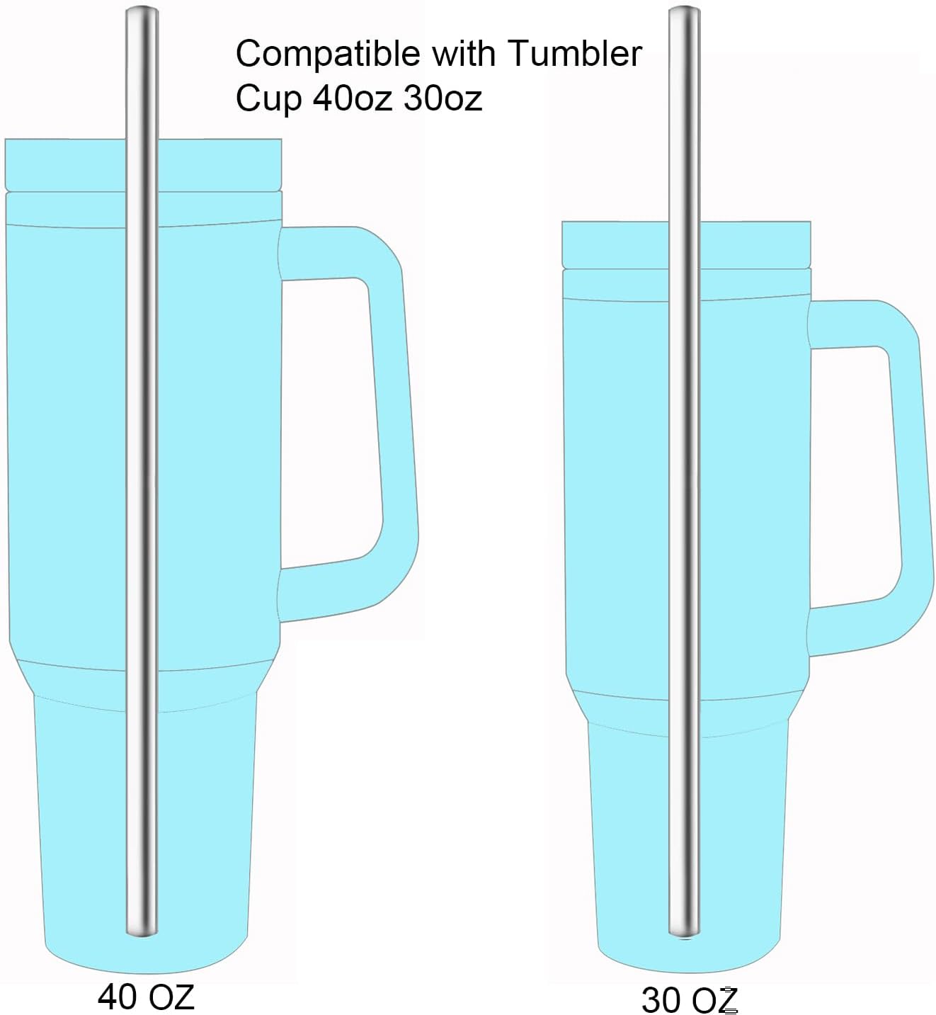 Set of 4 Reusable Metal Straws, 10.5'' Long Stainless Steel Straw with Cleaning Brushes and Case, Drinking for 30 oz and 20 oz Tumblers.