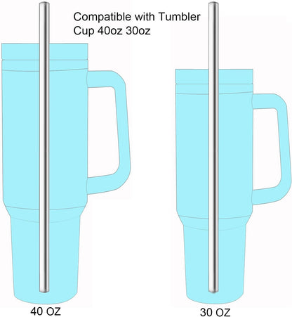 Set of 4 Reusable Metal Straws, 10.5'' Long Stainless Steel Straw with Cleaning Brushes and Case, Drinking for 30 oz and 20 oz Tumblers.