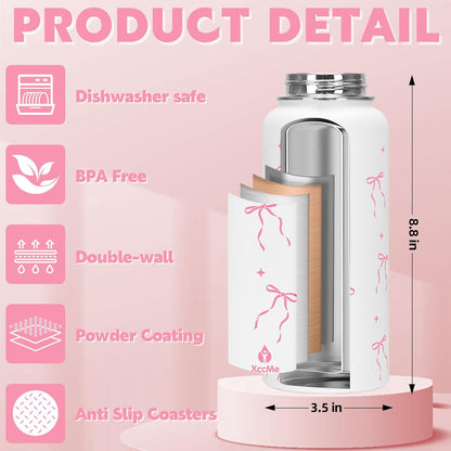 32oz Pickleball Insulated Water Bottle with Lid,Stainless Steel Water Bottl with Flip Straw and Handle,Gifts for Pickleball Players, Pickleball Lovers,Women Girls,Leak Proof Water Bottle
