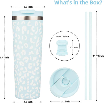 BJPKPK 22oz Insulated Tumbler With lid And Straw Stainless Steel Tumblers Travel Coffee Mug Reusable Thermal Cup,Sky