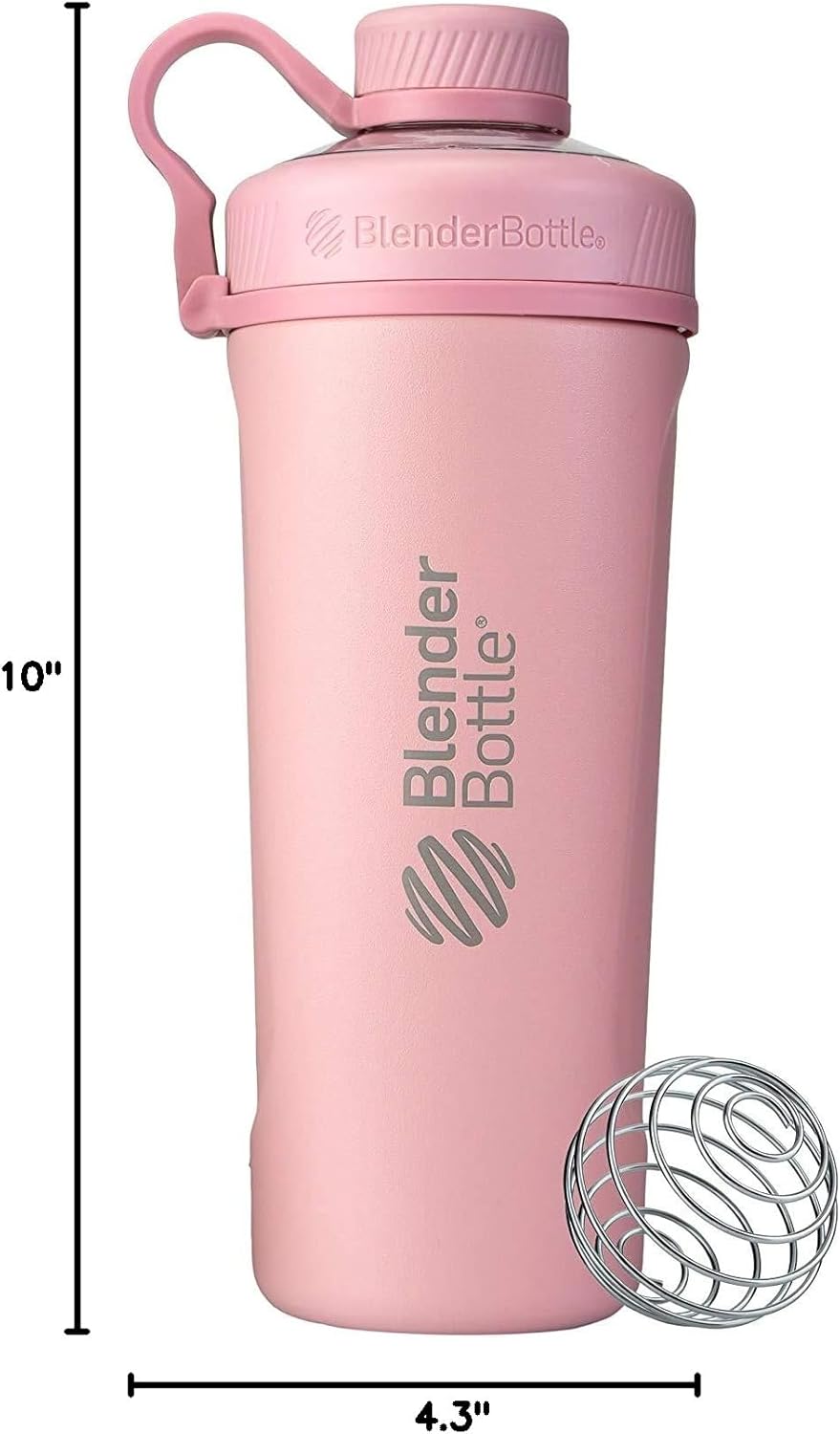 BlenderBottle Radian Shaker Cup Insulated Stainless Steel Water Bottle with Wire Whisk, 26-Ounce, Matte Black