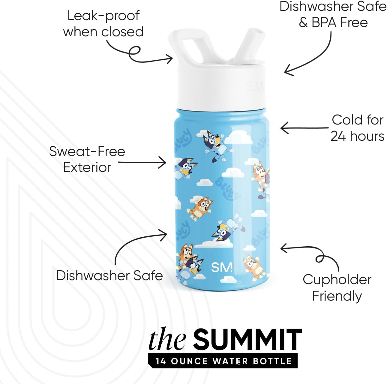 Simple Modern Disney Minnie Mouse Kids Water Bottle with Straw Lid | 14oz Insulated Stainless Steel Kids Tumbler & Spill Proof Toddler Cup for School, Girls, Boys | Summit | Minnie Mouse Fun - Colors A