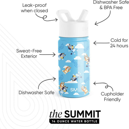 Simple Modern Disney Minnie Mouse Kids Water Bottle with Straw Lid | 14oz Insulated Stainless Steel Kids Tumbler & Spill Proof Toddler Cup for School, Girls, Boys | Summit | Minnie Mouse Fun - Colors A