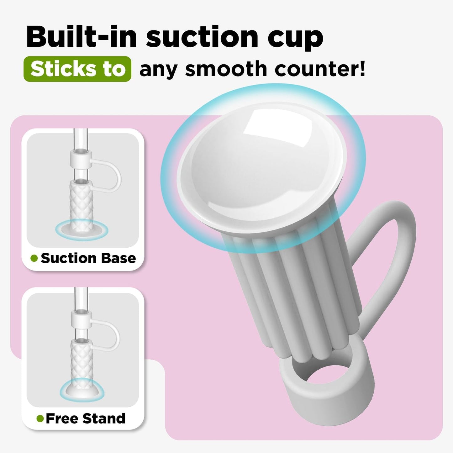 6 Pcs Straw Cover Caps with Suction Base, 0.4in/10mm Straw Toppers for Stanley Cup 30/40 oz, Multicolor