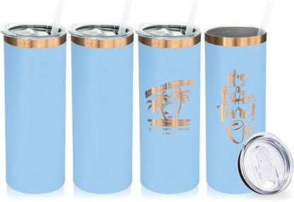 20 oz Skinny Tumblers Bulk, Stainless Steel Insulated Tumbler with Lids and Straws, Slim Double Wall Powder Coated Travel Coffee Mugs Reusable Cup for Hot Cold Drinks (Black,1 pack)