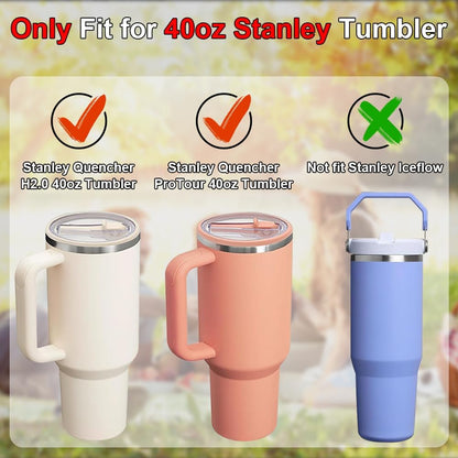 2-Pack Leak Proof Lid Replacement 40 oz, Only Fit for Stanley Quencher H2.0 Tumbler, Reusable Flip Straw Lid Top Cover for Stanley 40oz Cup Accessories, Replacement of Leaking Original Lids, Black