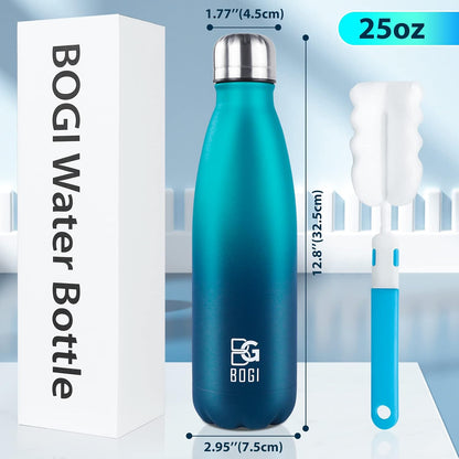 BOGI 17oz Insulated Water Bottle Double Wall Vacuum Stainless Steel Water Bottles, Leak Proof Metal Sports Water Bottle Keeps Drink Hot and Cold - Perfect for Outdoor Sports Camping Biking (Purple)