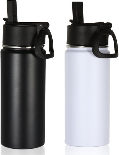 Volhoply 16 OZ Kids Water Bottle Bulk 8 Pack,Insulated Sports Bottles with Straw Lid,Stainless Steel Bottle with Handle Keep Cold & Hot,Double Wall Vacuum Tumbler Cups for School(Eight Color, 8)