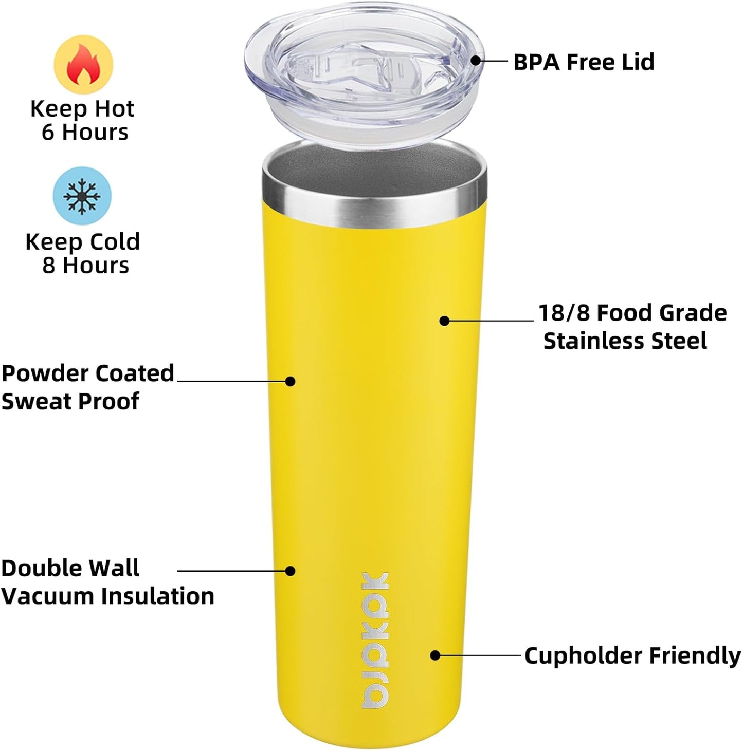 BJPKPK Skinny Tumbler with Lid 20 oz Stainless Steel Vacuum Insulated Double Wall Travel Coffee Water Tumblers Cup,White