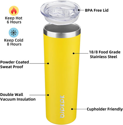 BJPKPK Skinny Tumbler with Lid 20 oz Stainless Steel Vacuum Insulated Double Wall Travel Coffee Water Tumblers Cup,White