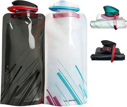 Collapsible Water Bottles for Travel – 24oz Foldable Water Bottle with Leakproof Lid, Portable Reusable BPA-Free Water Bottle for Hiking,Sports,Camping,Biking