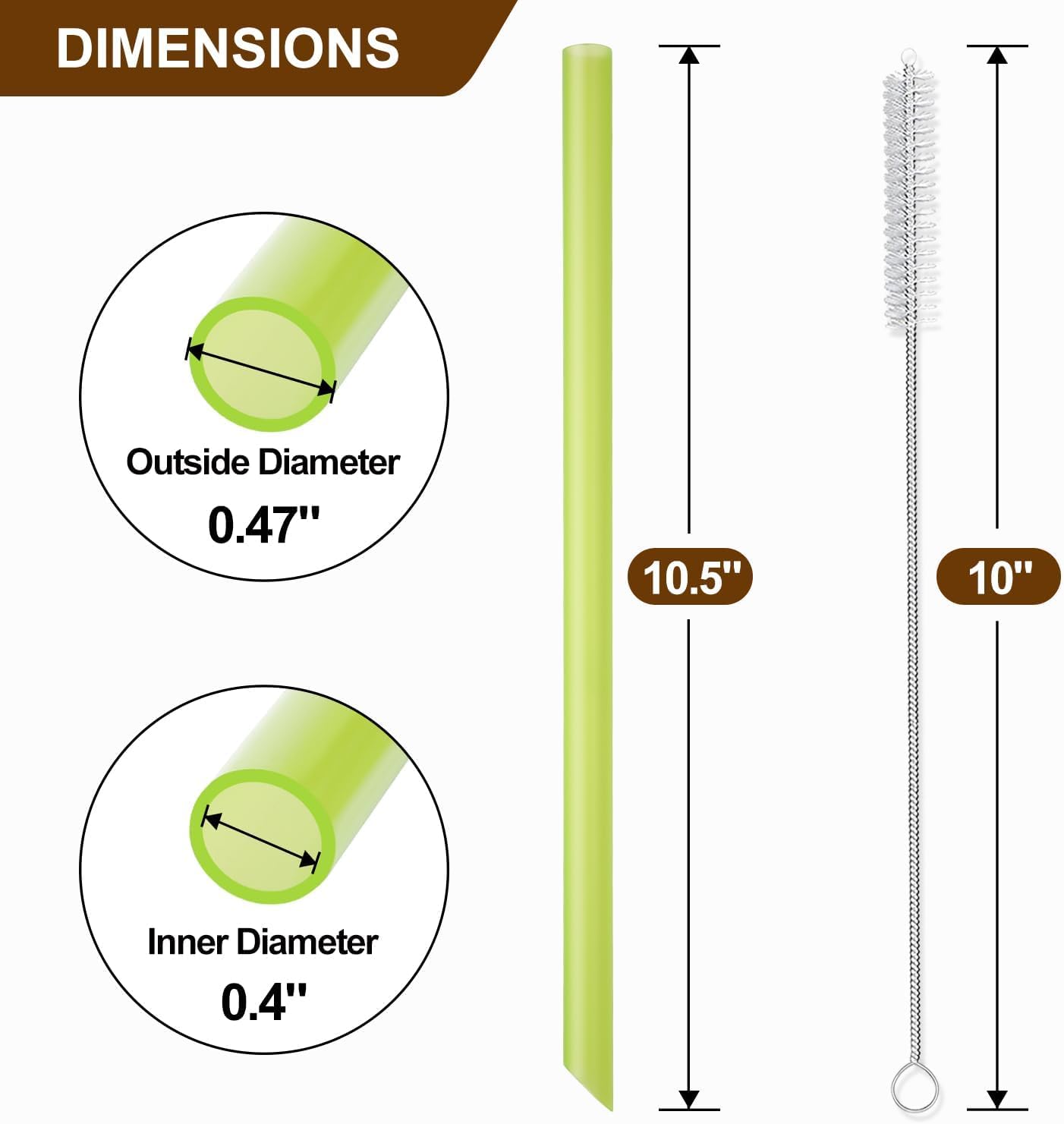 [Angled Tips] 8 Pcs Reusable Jumbo Wide Boba Straws & Smoothie Straws, Multi Colors Reusable Straw, BPA FREE Food-Grade Tritan Plastic Straw for Bubble Tea(Tapioca Boba Pearls) Milkshakes w/ 2 Brushes
