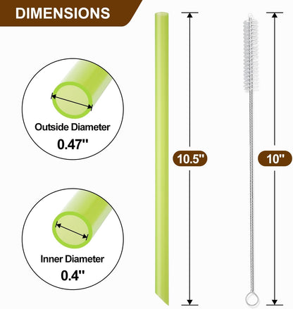 [Angled Tips] 8 Pcs Reusable Jumbo Wide Boba Straws & Smoothie Straws, Multi Colors Reusable Straw, BPA FREE Food-Grade Tritan Plastic Straw for Bubble Tea(Tapioca Boba Pearls) Milkshakes w/ 2 Brushes