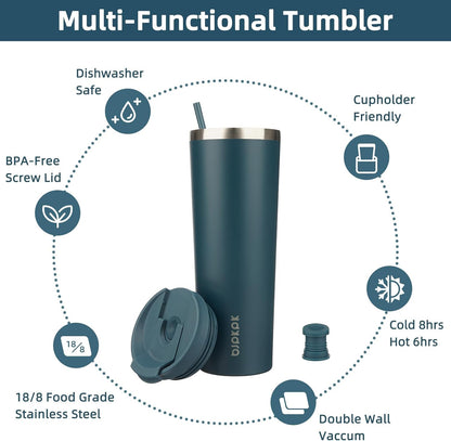BJPKPK 4 Pack Tumbler with Lid and Straw,30oz Insulated Tumblers Bulk Reusable Travel Coffee Mug, Dishwasher Safe Double Wall Vacuum Insulated Cup Gift for Men Women,Light Blue Leopard