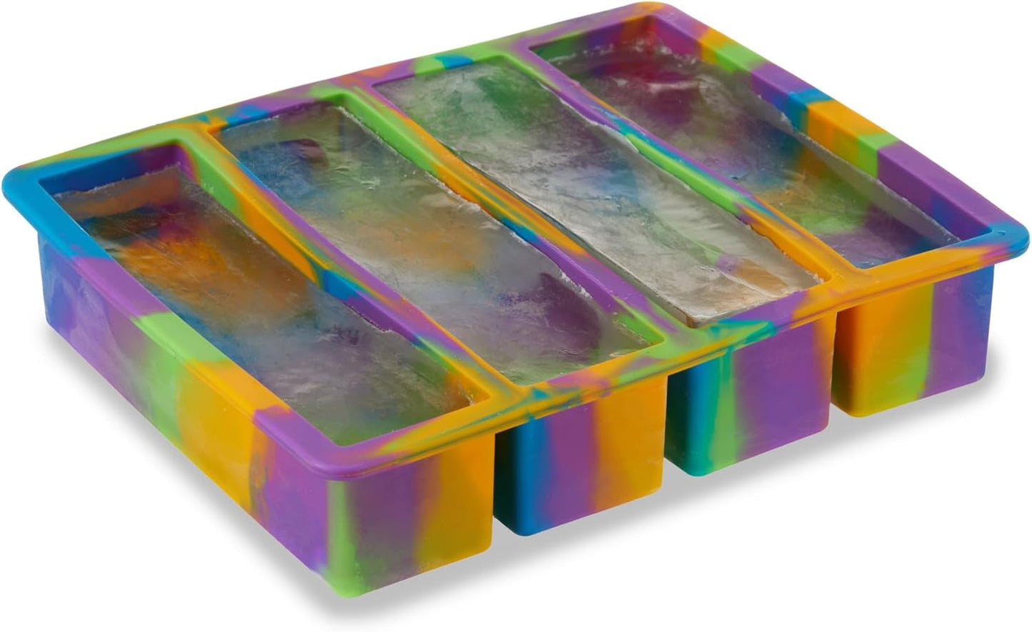 Host Ice Cube Tray, Makes Four 5-Inch Long Cubes, Durable Silicone Trays with Easy Release Design, Perfect for Water Bottles and Highball Glasses, Home Bar Accessories, Set of 1, Marble