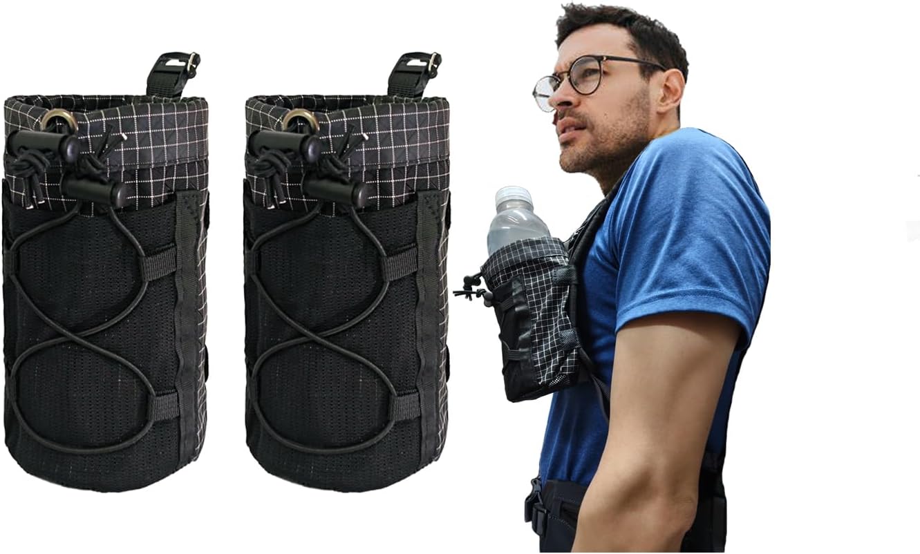 Cactus-24 Ultralight Water Bottle Pouch for Backpack - Fits 8-24oz, Hands-Free Hydration Pack for Camping & Hiking