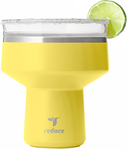 REDUCE Saltini 16 oz Cocktail Tumbler - Insulated Margarita Tumbler with Lid - Keeps Drinks Cold for 10 Hours - 360 Sippable Martini Glass Alternative - Shatterproof, Perfect for Parties - Cloud Blue