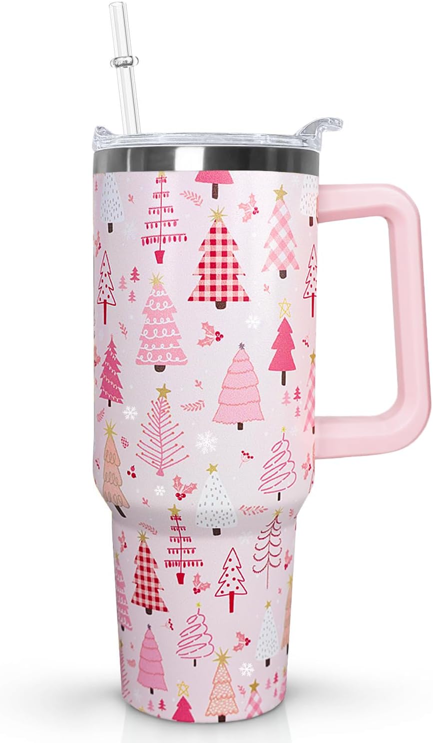 Ceovfoi 40 oz Pickleball Coffee Mug Vacuum Insulated Travel Tumbler with Handle, Lid & Straw - Perfect Pickleball Gifts for Players, Coaches, Lovers | Pickleball Accessories