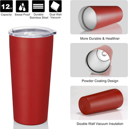 VEGOND 20oz Tumbler Bulk with Lid and Straw 1 Pack, Stainless Steel Vacuum Insulated Tumbler, Double Wall Coffee Cup Travel Mug, River Green