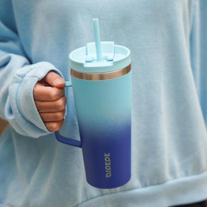 BJPKPK Insulated Tumbler with Handle, 18oz Insulated Tumblers with Lid and Straw, Stainless Steel Metal Water Bottles, Coffee Travel Mugs, Cups, Marshmallow
