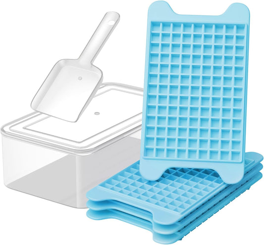 Mini Ice Cube Tray for Freezer: GGUW Nugget Ice Cube Tray with Bin - Crushed Ice Tray Making 4×117 PCS Icecube - Easy Release Iced Maker Trays