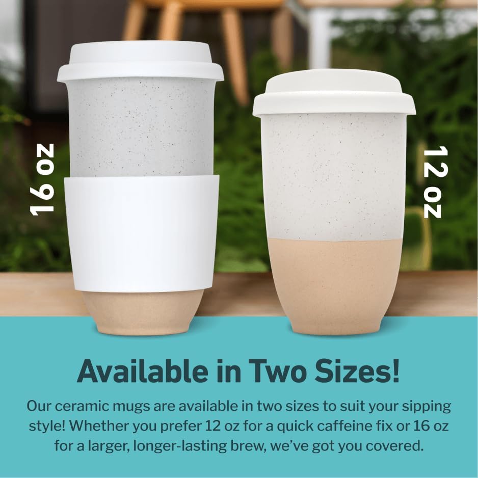 NOVA CERAMICS Coffee Tumbler – Travel Mug - On the Go Coffee Mug – Microwave & Dishwasher Safe Green Coffee Tumbler - Gifts For Women Men Him Her – 16oz – Monsoon