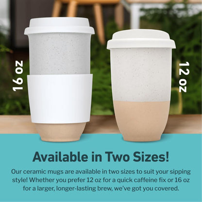 NOVA CERAMICS Coffee Tumbler – Travel Mug - On the Go Coffee Mug – Microwave & Dishwasher Safe Green Coffee Tumbler - Gifts For Women Men Him Her – 16oz – Monsoon