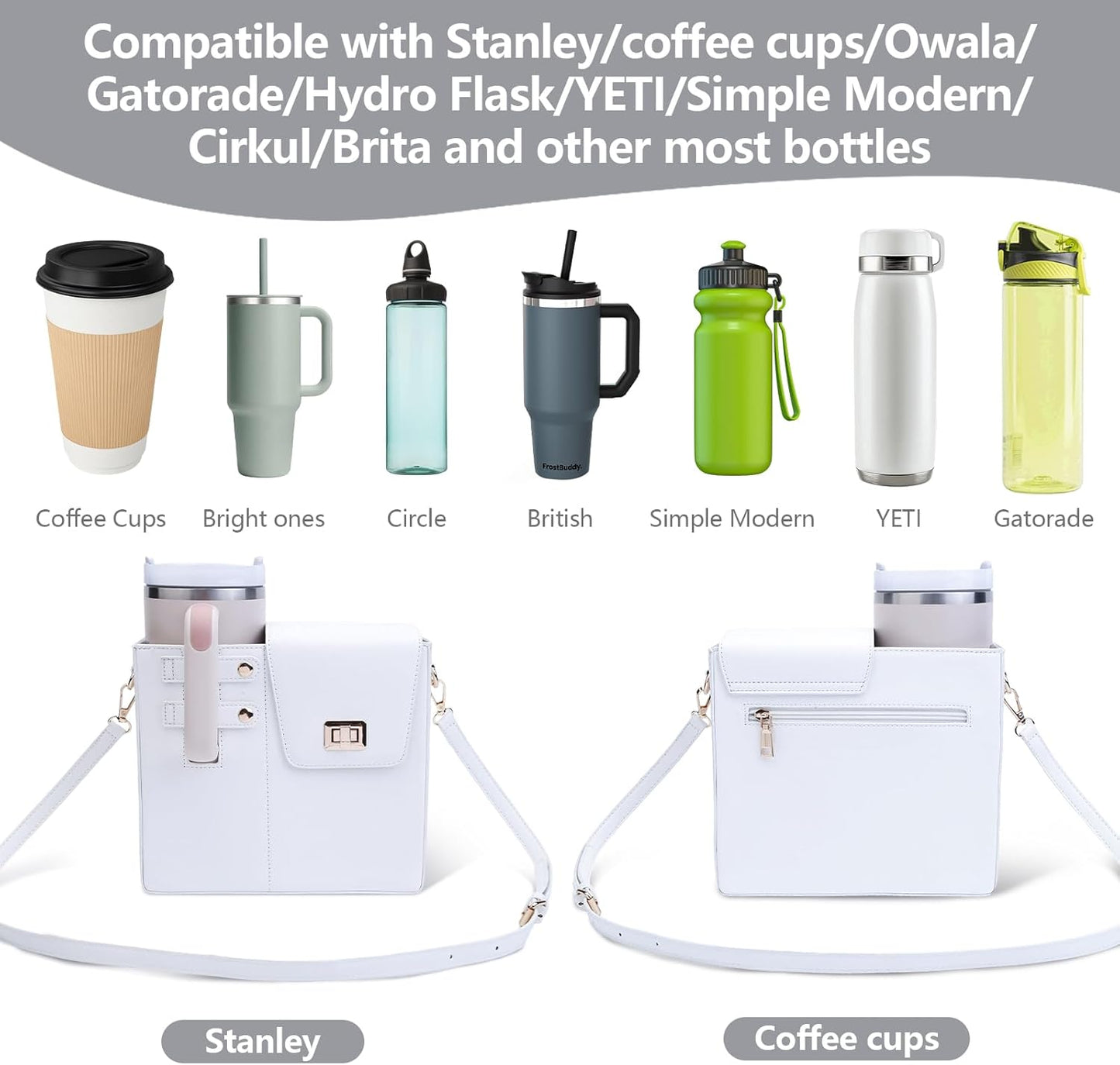 Stanley Purse Cup Holder for 40oz - Portable Crossbody Tumbler Bag with Strap, Water Bottle Carrier for Outdoor Travel