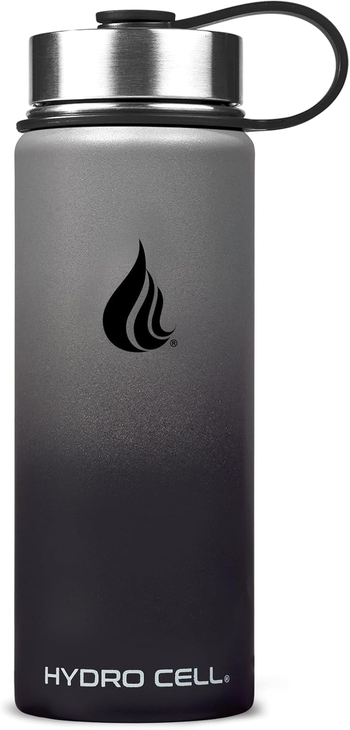 HYDRO CELL Stainless Steel Insulated Water Bottle with Straw - For Cold & Hot Drinks - Metal Vacuum Flask with Screw Cap and Modern Leakproof Sport Thermos for Adults (Neon 18oz)