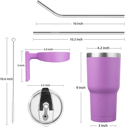 BJPKPK Tumbler With Handle And Straw Lid 40 oz Stainless Steel Insulated Coffee Tumbler Cups For Home, Office or Car,Turquoise