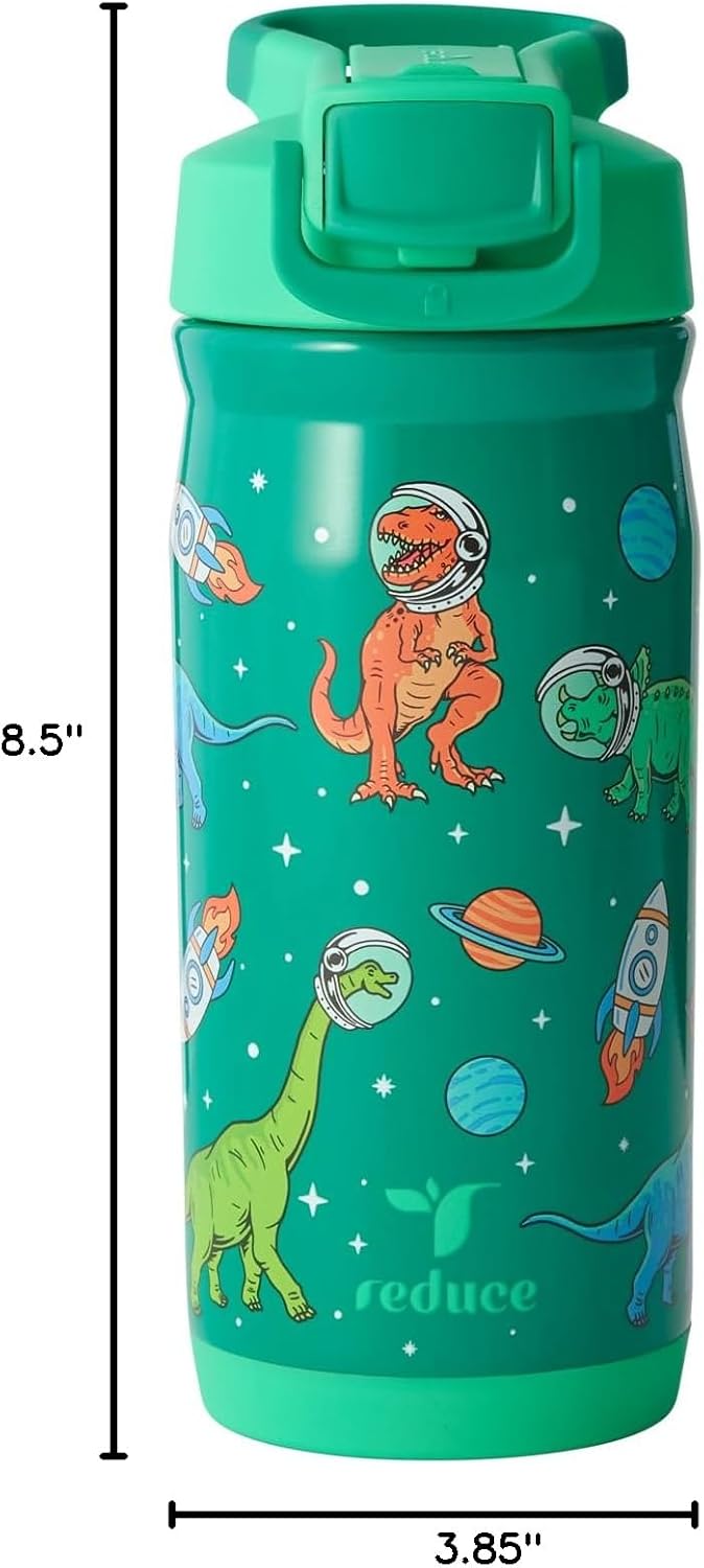 Reduce Hydrate Pro Kids 14oz Stainless Steel Insulated Water Bottle w/Straw – Spill Proof Tumbler for Kids – 30 Hour Cold Retention – Dishwasher Safe Leak-Proof Design - Abstract Flowers