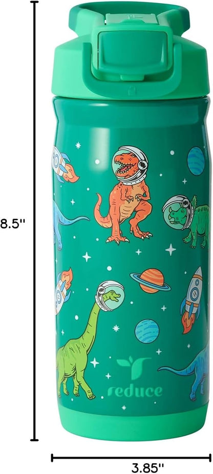 Reduce Hydrate Pro Kids 14oz Stainless Steel Insulated Water Bottle w/Straw – Spill Proof Tumbler for Kids – 30 Hour Cold Retention – Dishwasher Safe Leak-Proof Design - Abstract Flowers