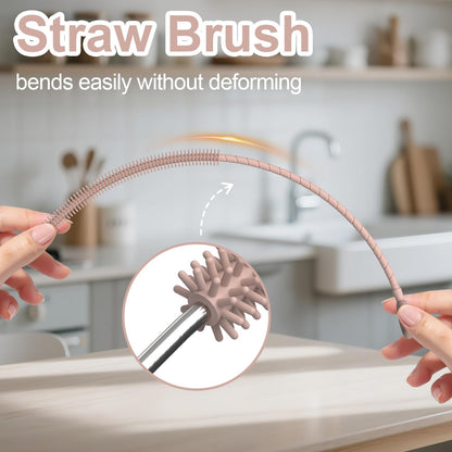 YOTIME Silicone Straw Cleaner Brush, 2 Pcs Reusable Straw Brush(6mm+9mm) for Cleaning Narrow & Wide Straws, Tumblers, Blue