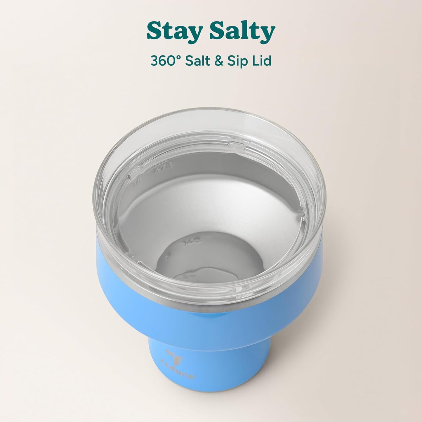 REDUCE Saltini 16 oz Cocktail Tumbler - Insulated Margarita Tumbler with Lid - Keeps Drinks Cold for 10 Hours - 360 Sippable Martini Glass Alternative - Shatterproof, Perfect for Parties - Cloud Blue