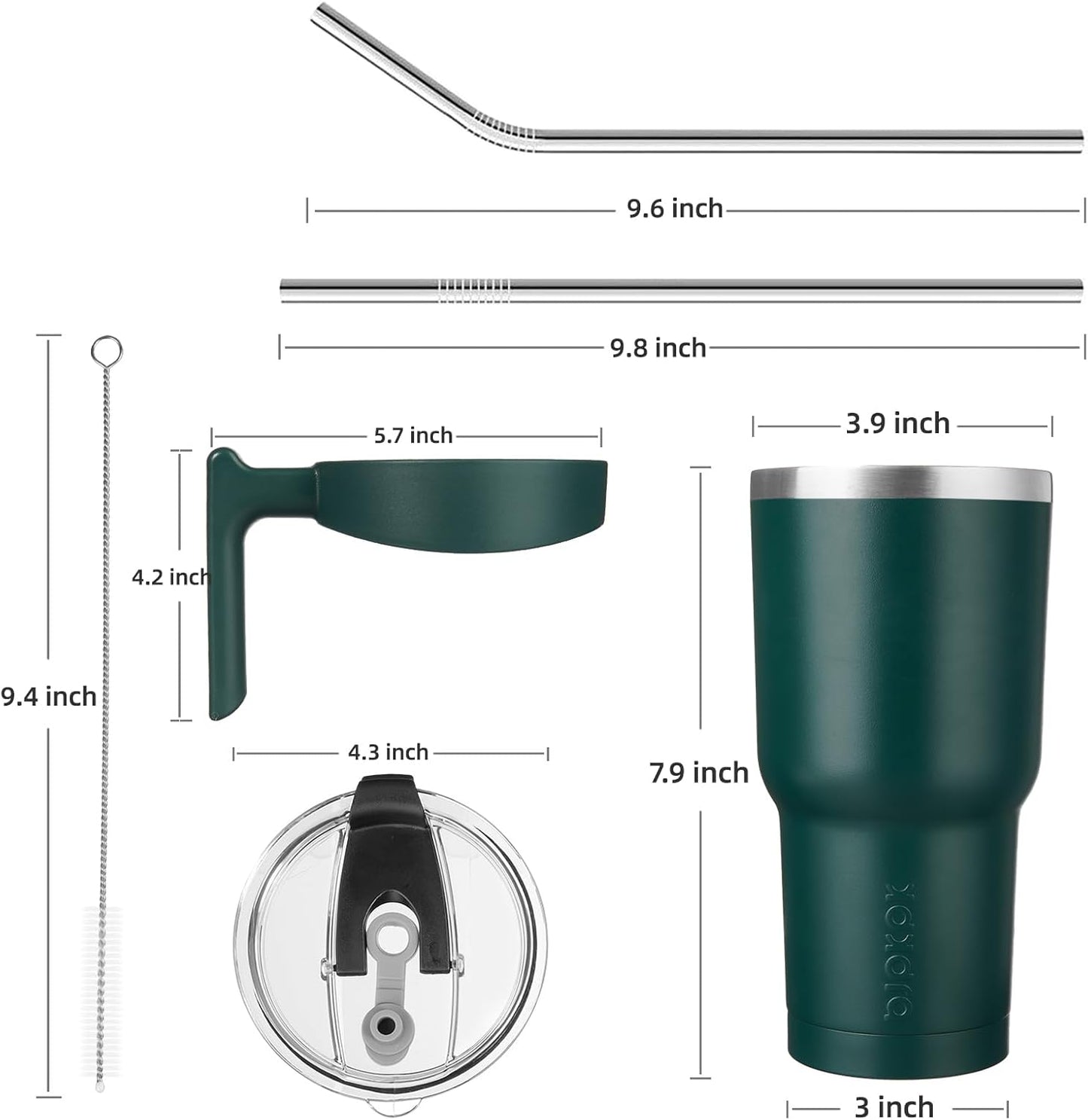 BJPKPK Tumbler With Handle And Straw Lid 40 oz Stainless Steel Insulated Coffee Tumbler Cups For Home, Office or Car,Turquoise