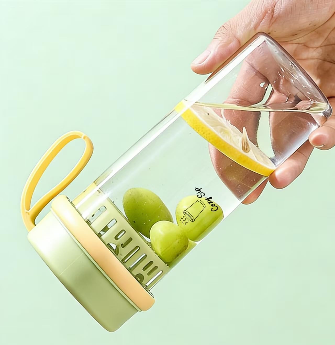 Fruit Infuser Water Bottle,17oz, Clear Water Bottle, Leakproof Plastic Water Bottle,Lightweight for Coffee, Tea, Fruit and Drinks, Shatter Proof, Reusable for Indoor & Outdoor(Orange)