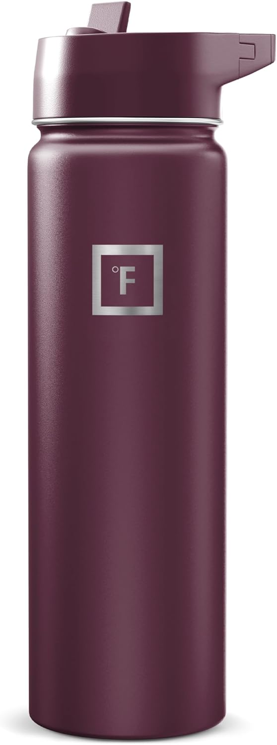 IRON °FLASK Camping & Hiking Hydration Flask with Straw, Wide Mouth Insulated Stainless Steel Sports Water Bottle - 22 oz Aurora