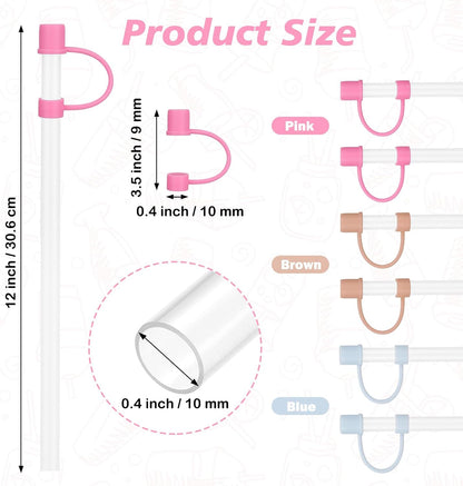 6 Straws with Cover Cap for Stanley 40oz Tumbler Replacement, Reusable Straw with Stopper Tips, Perfect for Stanley Cup with Handle H2.0, 14, 20, 30, 40oz Accessories