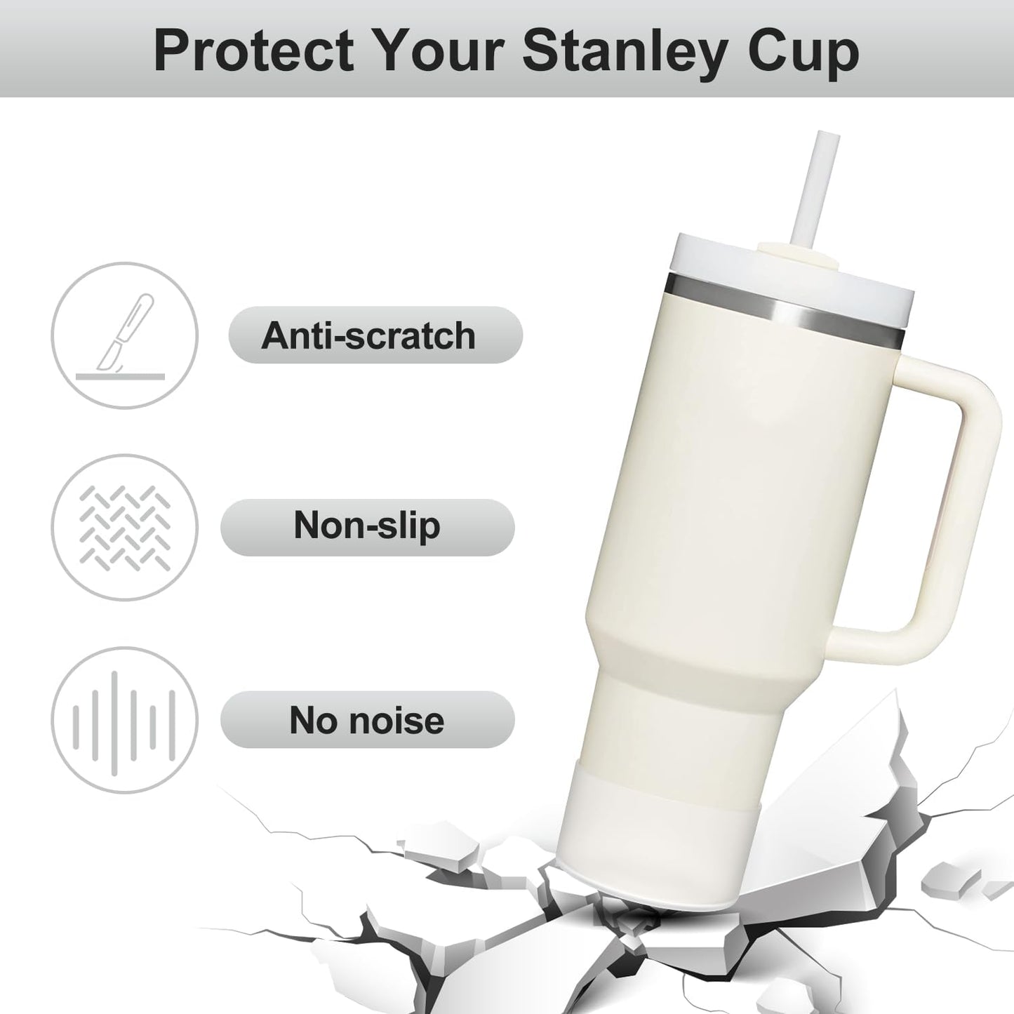 Affute Protective Silicone Boot for Stanley Quencher H2.0 40 30 20 oz & IceFlow Flip 30 20 oz, BPA Free Anti-Noise Anti-Scratch, Stanley Cup Protector Sleeve Cover Boot