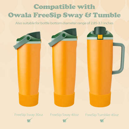 2PCS Silicone Boots for Owala 30oz & 40oz FreeSip Sway Bottles & Tumblers – Non-Slip, Scratch-Resistant, Stability Enhancer for Owala Accessories (Eucalyptus Green) - Colors B