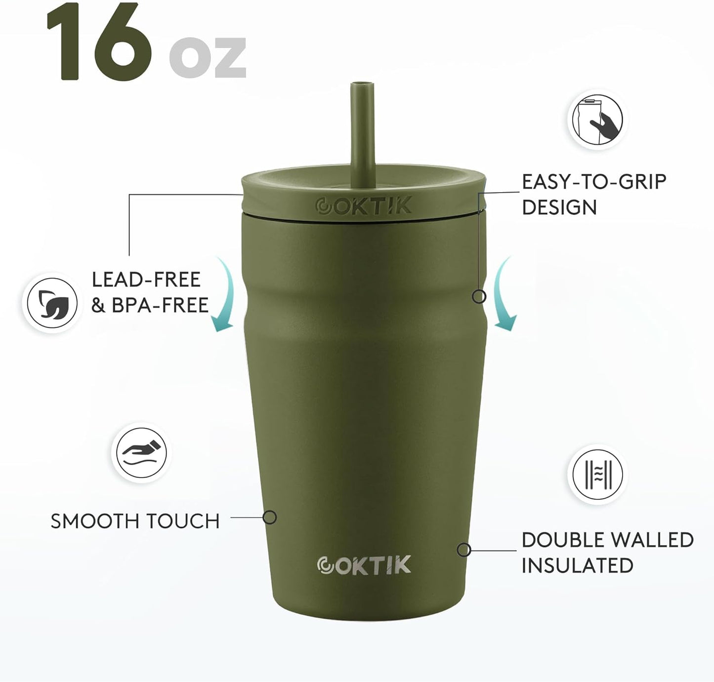 COKTIK 24oz Insulated Tumbler with Lid and Straw Iced Coffee Cup Reusable Stainless Steel Travel Mug Water Bottle Cupholder Friendly for Women Men Her Him (Blush)