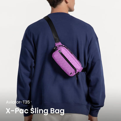 tomtoc 3.5L Sling Bag with RFID Blocking, Crossbody Bag Chest Shoulder Pack for Men and Women, Water-resistant Lightweight Casual Waist Fanny Pack for Travel/Daily Use