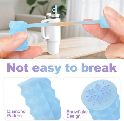 6Pcs 0.39in/10mm Silicone Straw Covers Cap Compatible with Stanley Cup 40 & 30 oz, Reusable Dust-Proof Straw Toppers for Tumbler with Handle, Starlight