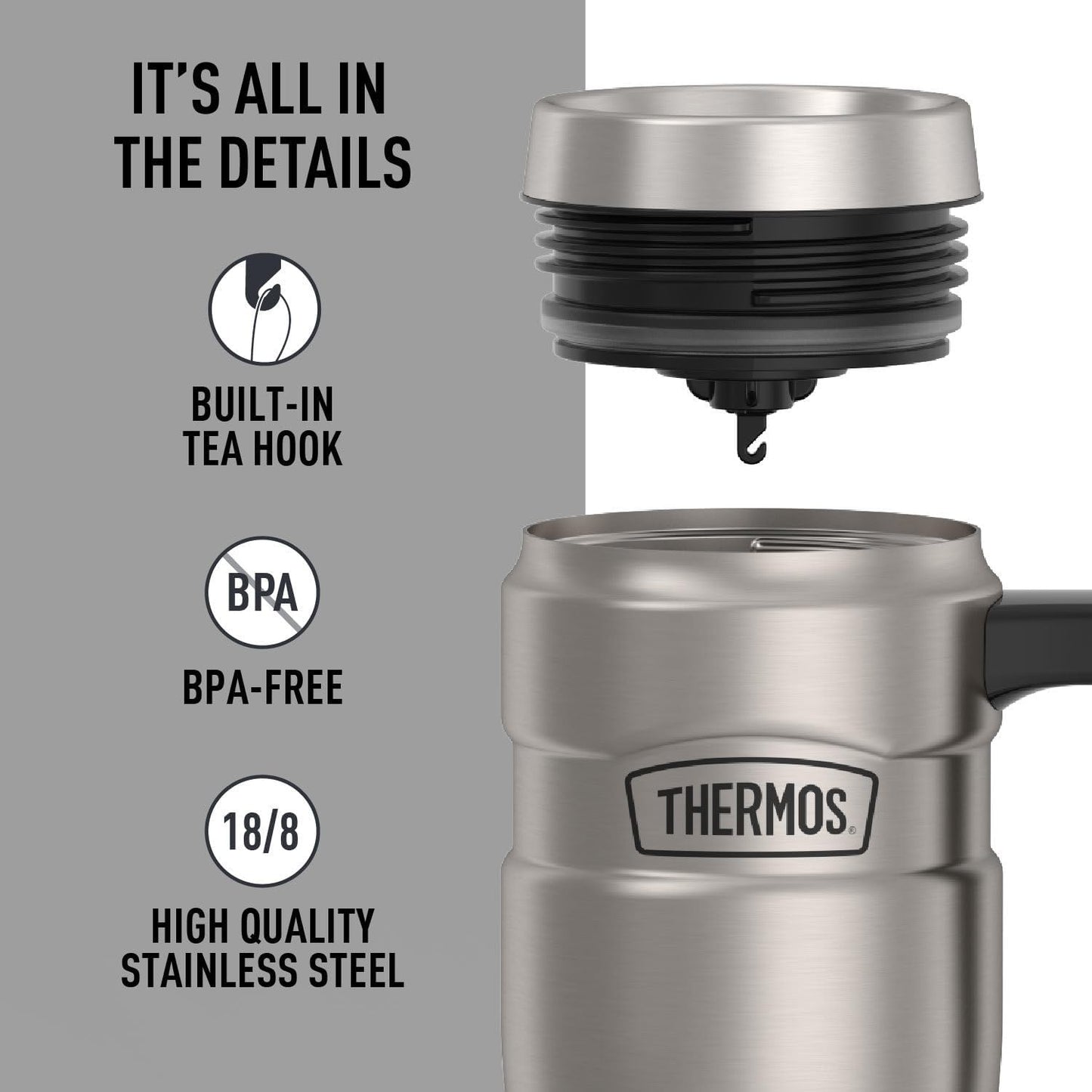 THERMOS Stainless King Vacuum-Insulated Stainless Steel Tumbler - 16oz, Midnight Blue - Insulated Coffee Tumbler for Hot & Cold Drinks - Leak-Proof & Sweat-Proof for Commuting & Traveling