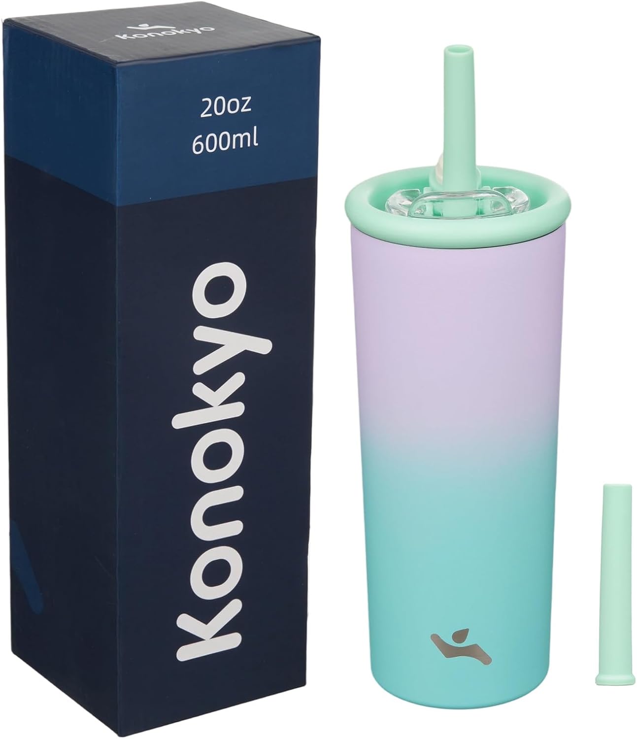Konokyo 25oz Insulated Tumbler with Lid and Straw, Reusable Iced Coffee Cup with Lid, Travel Coffee Mug, BPA-Free, Leak-Proof and Durable, Oasis