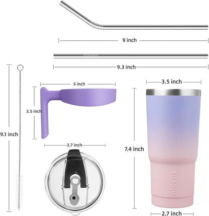 BJPKPK Tumbler With Handle And Straw Lid 40 oz Stainless Steel Insulated Coffee Tumbler Cups For Home, Office or Car,Turquoise