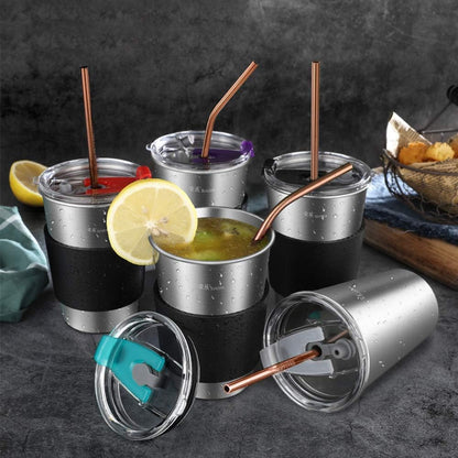 Hiware 12-Pack Reusable Stainless Steel Metal Straws with Case - Long Drinking Straws for 30 oz and 20 oz Tumblers Dishwasher Safe - 2 Cleaning Brushes Included