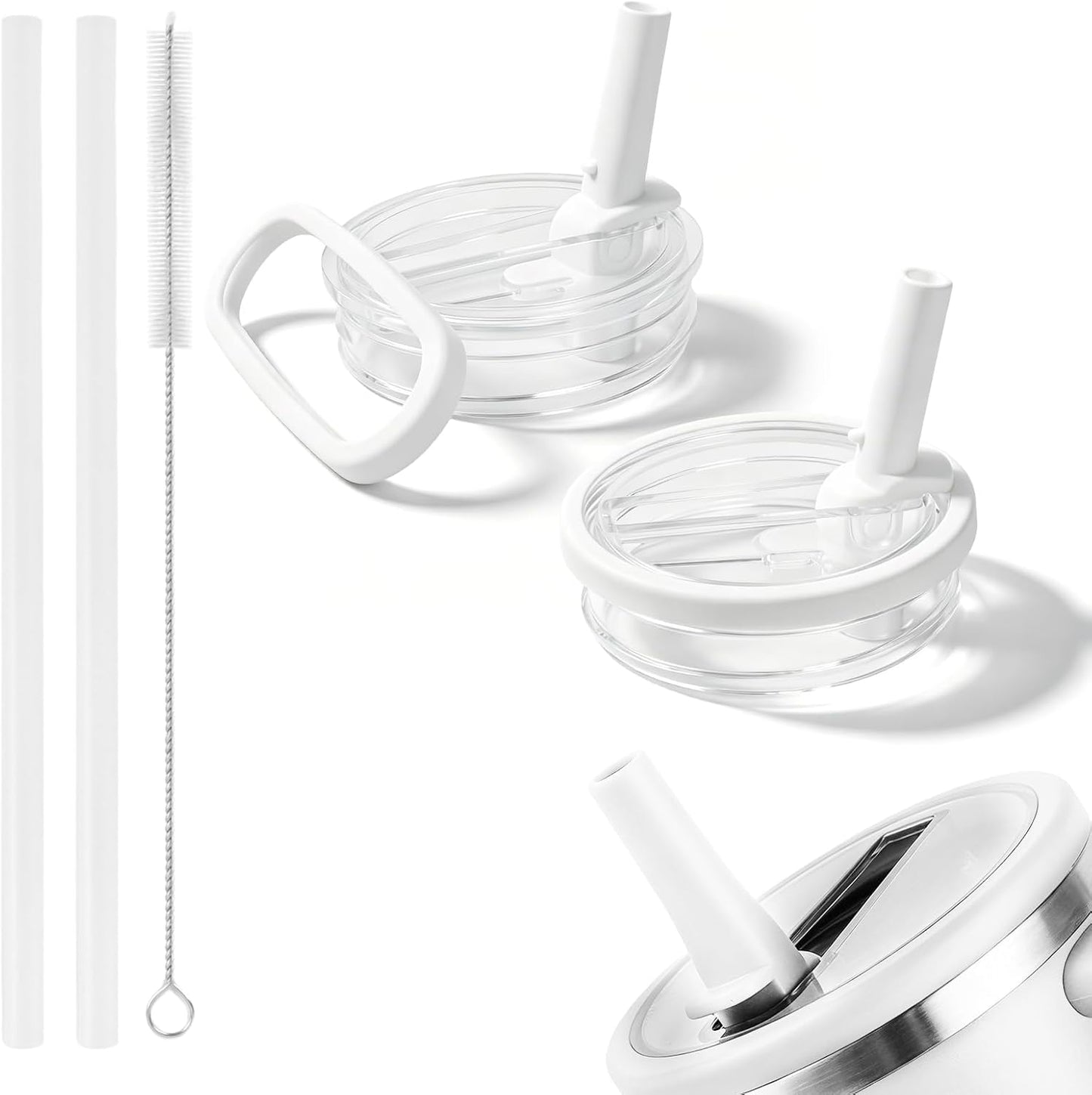 2 Pack 30 oz Flip Straw Leak Proof Lid for Stanley Quencher H2.0, Spill Proof Tumbler Lid Replacement, BPA Free Reusable No Spill Straw Lid for Stanley Accessories
